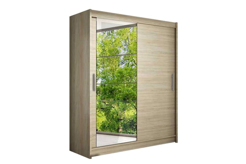Leila Garderob 150 cm Skjutdörrar Spegel - Beige/Trä/Natur - Products - Förvaring - Garderober & garderobssystem