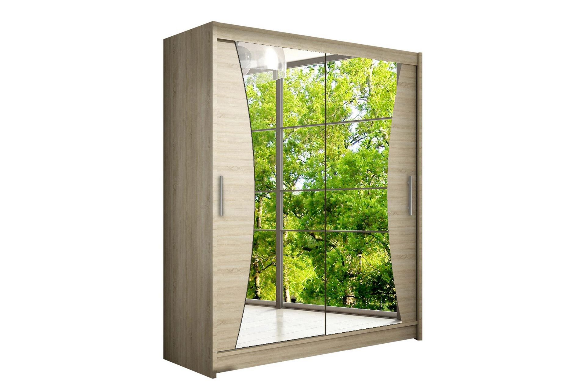 Leila Garderob 150 cm Skjutdörrar Svängd Spegel