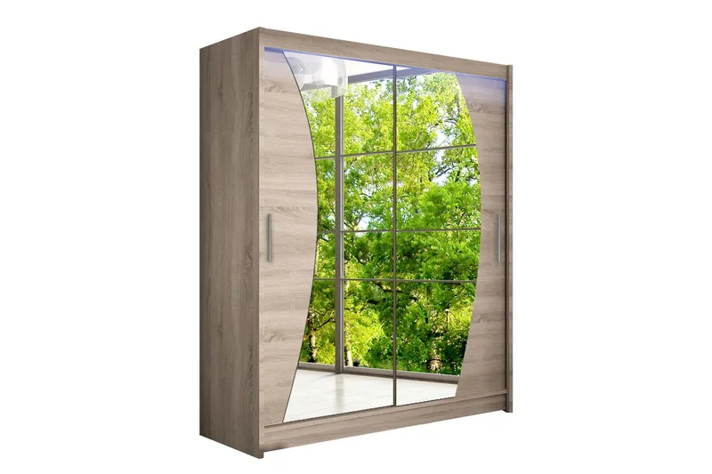 Leila Garderob med Spegel 150x200 cm - Beige - Products - Förvaring - Garderober & garderobssystem