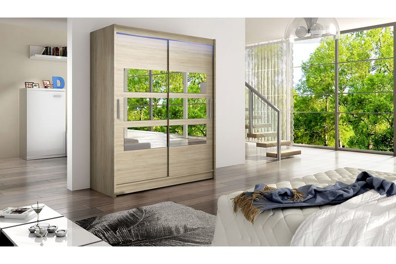 Leila Garderob med Spegel 150x200 cm - Beige - Products - Förvaring - Garderober & garderobssystem