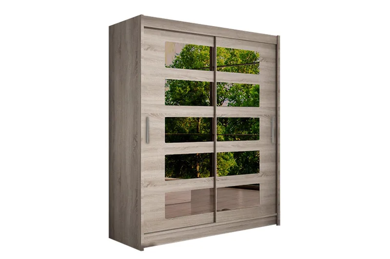 Leila Garderob Skjutdörrar 5-Delad Spegel - Beige/Trä/Natur - Products - Förvaring - Garderober & garderobssystem