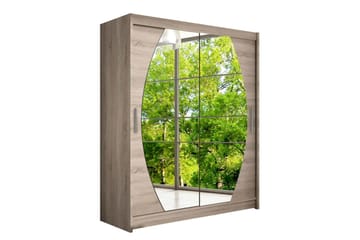 Leila Garderob Skjutdörrar Rund Spegel - Ek/Tryffel/Spegel - Products - Förvaring - Garderober & garderobssystem