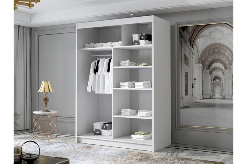 Lungos Garderob med Spegel 120x200 cm - Svart/Vit - Products - Förvaring - Garderober & garderobssystem