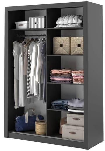 Mervyn garderob B150 cm - Svart / Spegel - Svart - Products - Förvaring - Garderober & garderobssystem