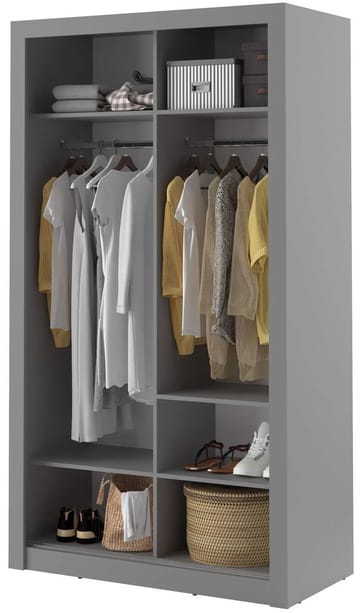 Mervyn garderob med skjutdörrar 120 cm - Grå / Spegel - Grå - Products - Förvaring - Garderober & garderobssystem