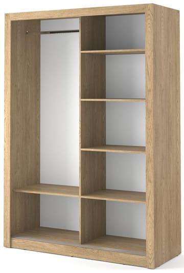 Mervyn garderob med skjutdörrar och inredning bredd 150 cm - Shetland ek - Shetland ek - Products - Förvaring - Garderober & garderobssystem