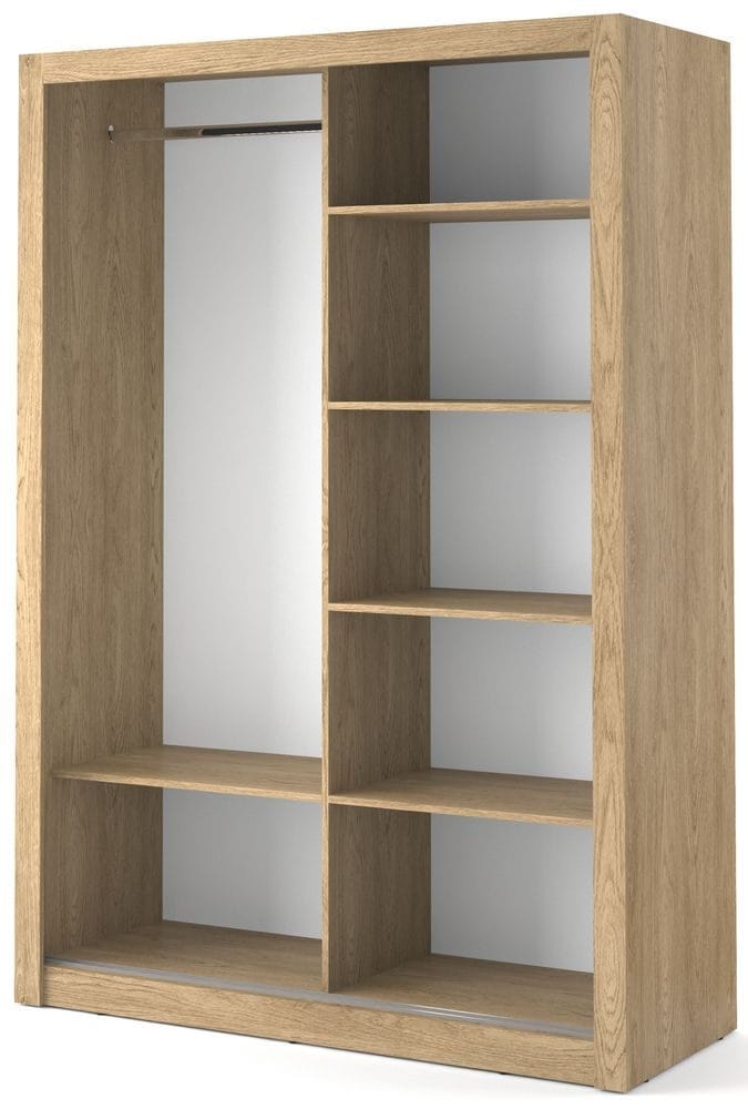 Mervyn garderob med skjutdörrar och inredning bredd 150 cm - Shetland ek - Shetland ek - Products - Förvaring - Garderober & garderobssystem