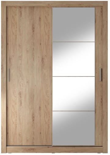 Mervyn garderob med skjutdörrar och inredning bredd 150 cm - Shetland ek - Shetland ek - Products - Förvaring - Garderober & garderobssystem