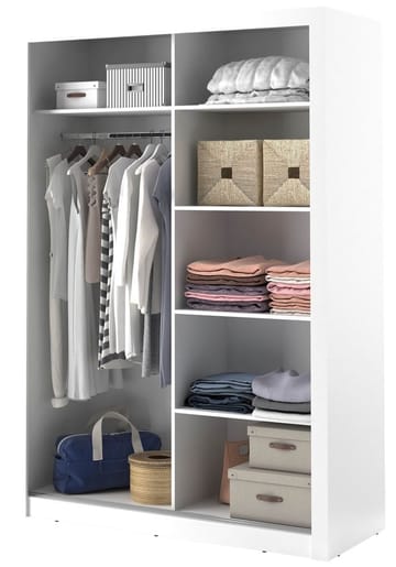 Mervyn vit garderob med skjutdörrar B150 cm - Vit - Products - Förvaring - Garderober & garderobssystem