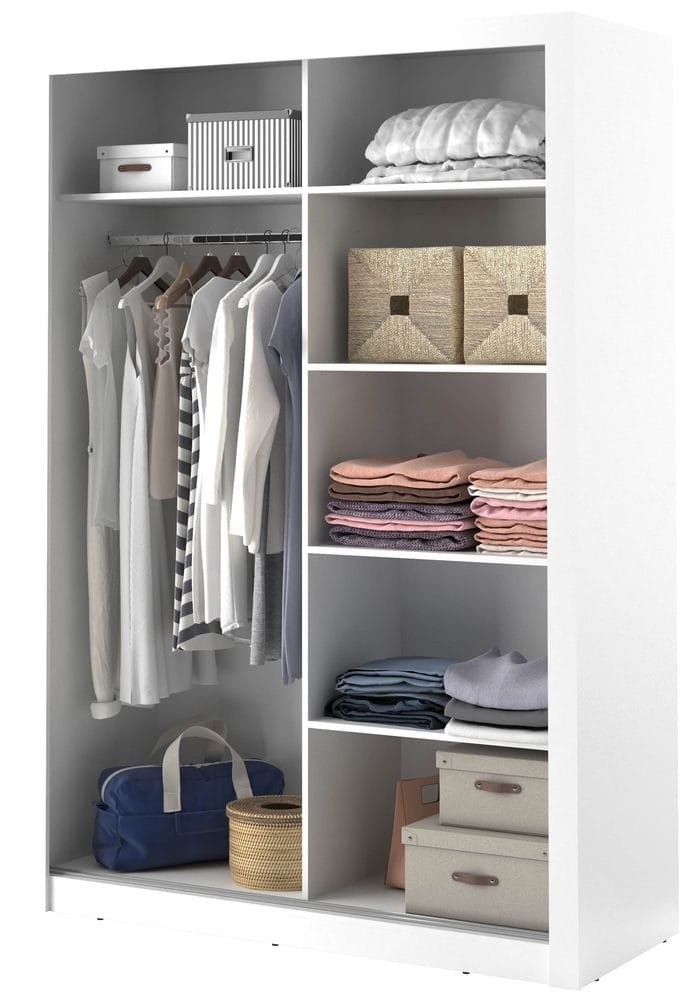 Mervyn vit garderob med skjutdörrar B150 cm - Vit - Products - Förvaring - Garderober & garderobssystem