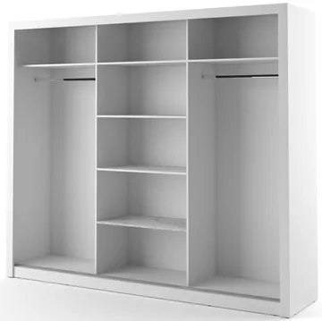 Mervyn vit garderob med spegel och inredning - Bredd 250 cm - Vit - Products - Förvaring - Garderober & garderobssystem