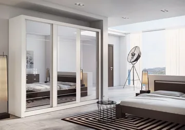 Mervyn vit garderob med spegel och inredning - Bredd 250 cm - Vit - Products - Förvaring - Garderober & garderobssystem