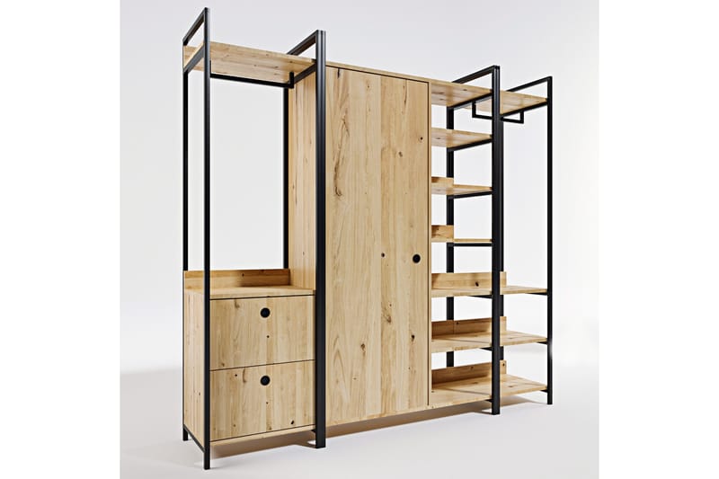 Meydani Garderob 200x40 cm - Natur/Svart - Products - Förvaring - Garderober & garderobssystem