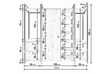 Meydani Garderob 200x40 cm - Natur/Svart - Products - Förvaring - Garderober & garderobssystem