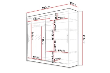 Prag Garderob 180x57x215 cm - Vit - Products - Förvaring - Garderober & garderobssystem