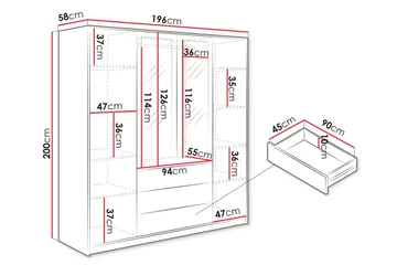 Retro Garderob m. Spegel 196x200 cm - Products - Förvaring - Garderober & garderobssystem