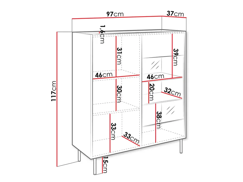 Akihito Vitrinskåp 97x117 cm - Brun - Products - Förvaring - Skåp - Vitrinskåp
