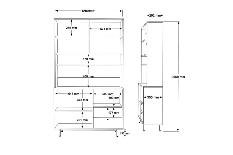 Donae Highboard - Ek/Röd - Products - Förvaring - Skåp - Förvaringsskåp