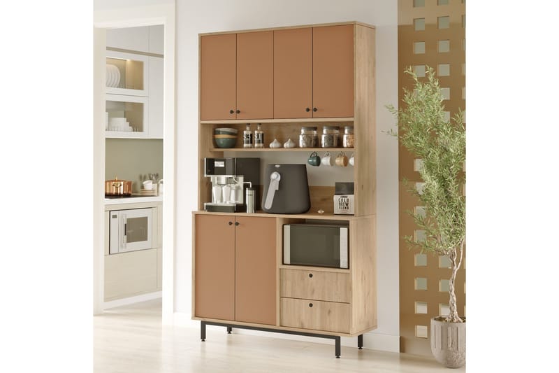 Donae Highboard - Ek/Röd - Products - Förvaring - Skåp - Förvaringsskåp