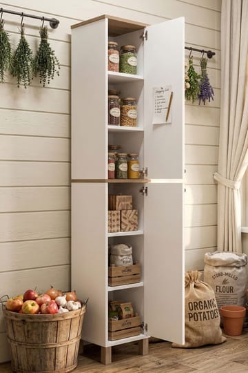 Avero Multifunktionsskåp 36x195,4x32 cm - Vitt och ek - Products - Förvaring - Skåp - Förvaringsskåp
