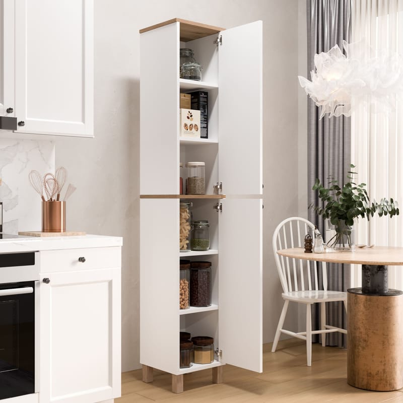Avero Multifunktionsskåp 36x195,4x32 cm - Vitt och ek - Products - Förvaring - Skåp - Förvaringsskåp