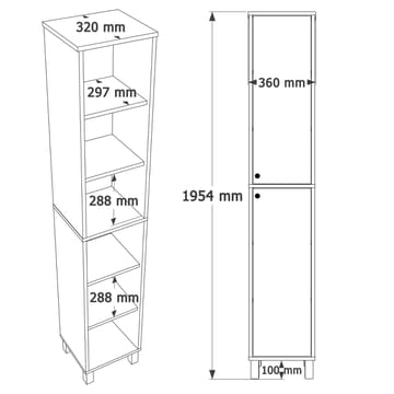 Avero Multifunktionsskåp 36x195,4x32 cm - Vitt och ek - Products - Förvaring - Skåp - Förvaringsskåp