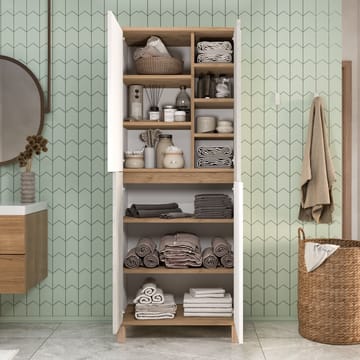 Avero Multifunktionsskåp 69,7x175x40 cm - Vit / Ek / Grå - Products - Förvaring - Skåp - Förvaringsskåp