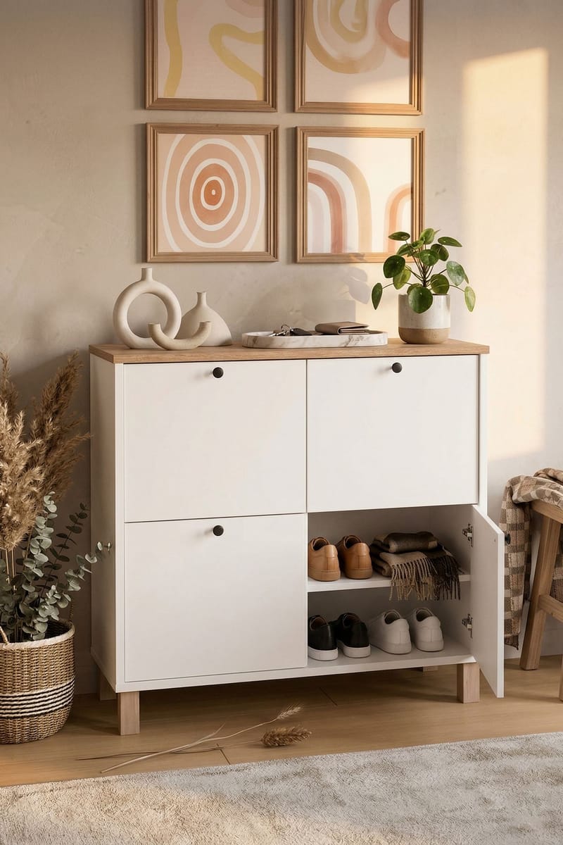 Avero Skoskåp 90x85,2x35 cm - Vit ek - Products - Förvaring - Skåp - Förvaringsskåp