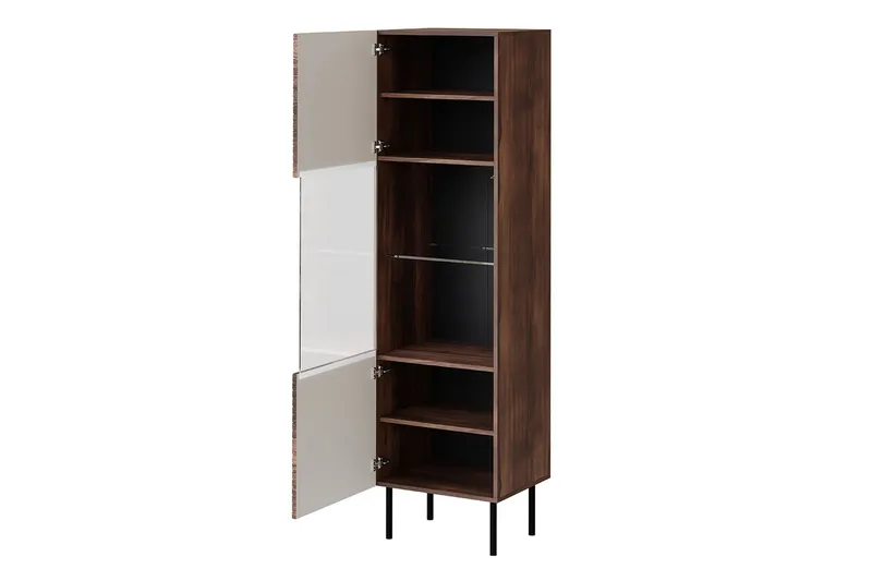 Juniskär Smalt Vitrinskåp 40 cm djup 51 cm bred 187 cm hög Trä Valnöt Glas - Valnöt - Products - Förvaring - Skåp - Vitrinskåp