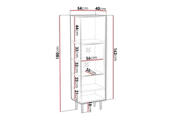 Junisk är Vitrinskåp 40 cm djup 54 cm bred 180 cm hög Mörkt Trä Glas - Svart - Products - Förvaring - Skåp - Vitrinskåp