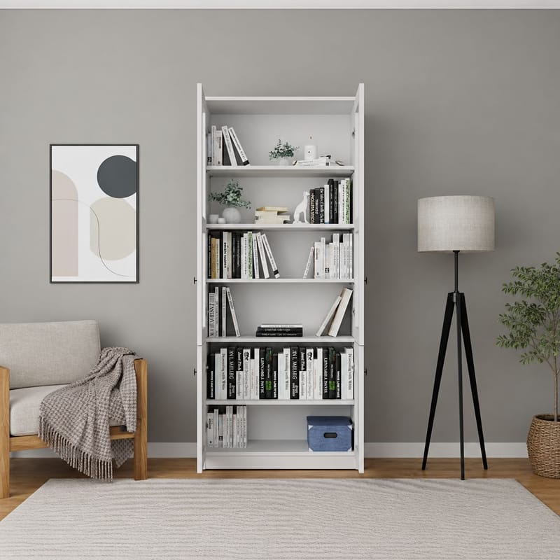 Mojon Vitrinskåp 80x190x37 cm - Vit - Products - Förvaring - Skåp - Vitrinskåp