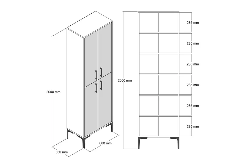 Retzow Highboard 60x35 cm - Mörkbrun/Antracit - Products - Förvaring - Skåp - Förvaringsskåp