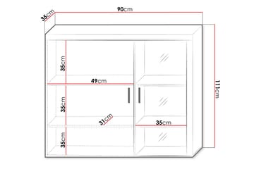 Samba Vitrinskåp 90x35x111 cm Black - Products - Förvaring - Skåp - Vitrinskåp