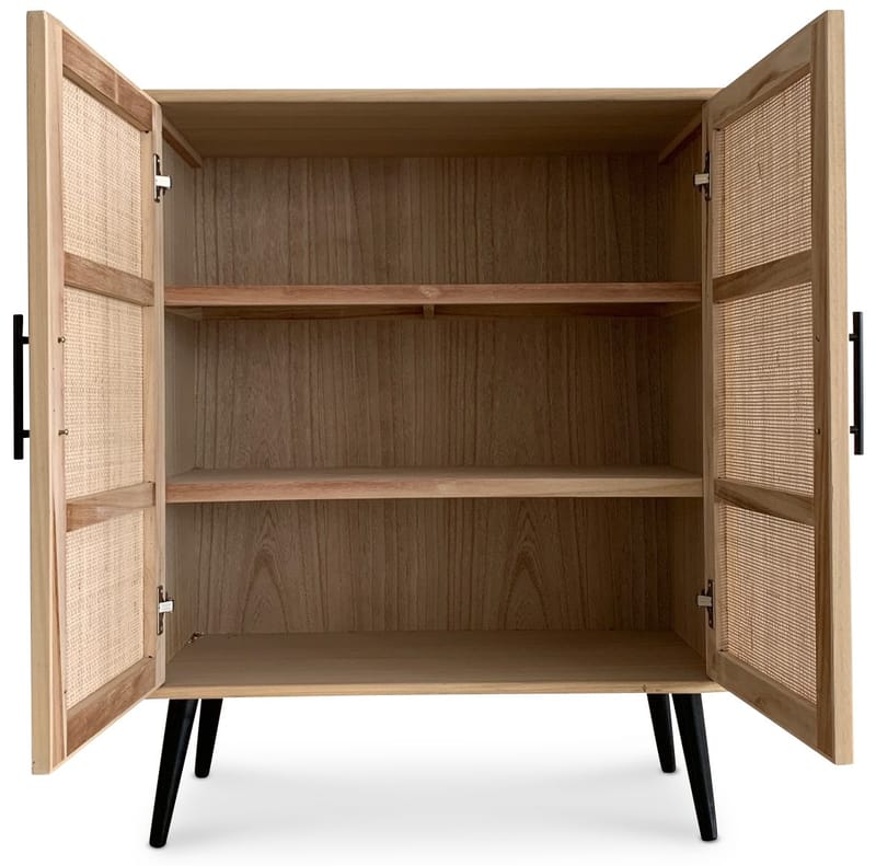 Skåp i rotting med svarta handtag - React - Ljus ek / Svart - Products - Förvaring - Skåp - Förvaringsskåp