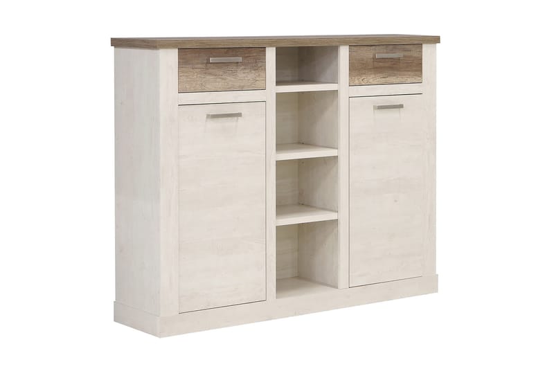 Talebi Skänk 41 cm djup 160 cm bred 128 cm hög Ljust Trä - Brun/Vit - Products - Förvaring - Skåp - Vitrinskåp