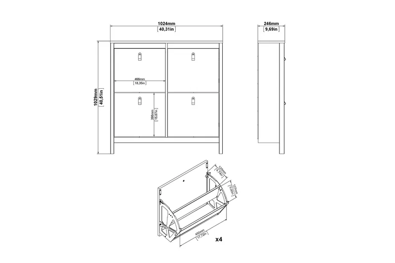 Vallvidera Skoskåp 25x102 cm - Svart/Natur - Products - Förvaring - Skåp - Förvaringsskåp