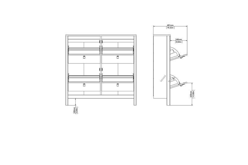 Vallvidera Skoskåp 25x102 cm - Vit/Natur - Products - Förvaring - Skåp - Förvaringsskåp
