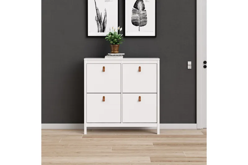 Vallvidera Skoskåp 25x102 cm - Vit/Natur - Products - Förvaring - Skåp - Förvaringsskåp