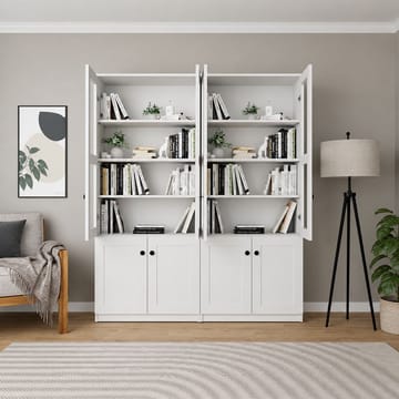 Mojon Vitrinskåp 160x190x37 cm - Vit - Products - Förvaring - Skåp - Vitrinskåp
