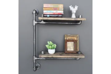 Evila Vägghylla Rör/Trä - Trä/Svart - Products - Förvaring - Småförvaring - Väggförvaring