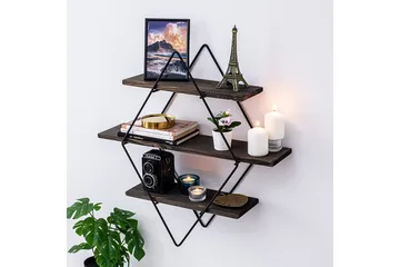 Gyllenlack Vägghylla 60x15 cm 3 Hyllor - Svart/Mörkbrun - Products - Förvaring - Småförvaring - Väggförvaring