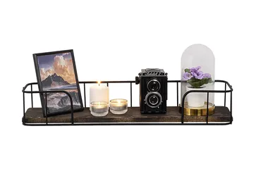 Lindern Vägghylla 15x60 cm - Svart/Valnöt - Products - Förvaring - Småförvaring - Väggförvaring