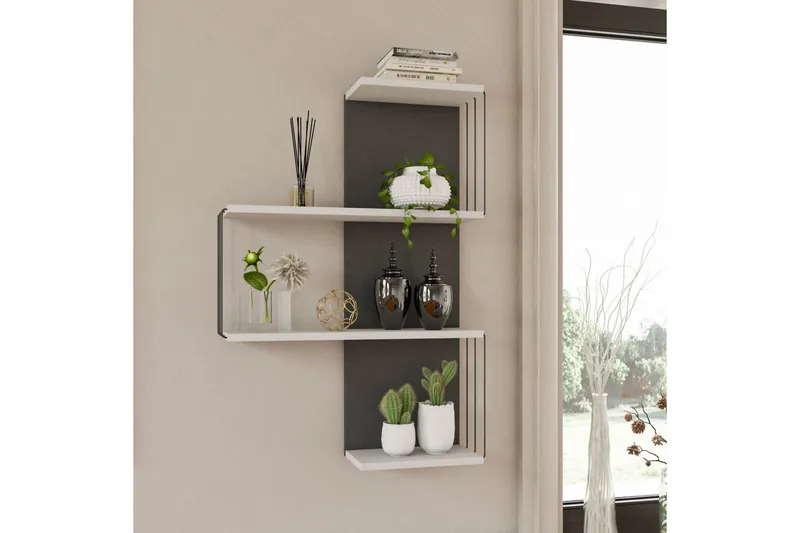 Ljusfors Vägghylla 96x65 cm - Vit/Antracit - Products - Förvaring - Småförvaring - Väggförvaring
