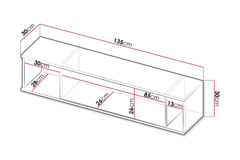 Querty Vägghylla 135x30x30 cm - Svart - Products - Förvaring - Småförvaring - Väggförvaring