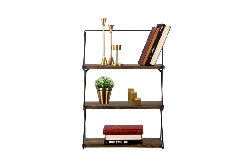 Rinorea Vägghylla 60x15 cm 3 Hyllor - Svart/Mörkbrun - Products - Förvaring - Småförvaring - Väggförvaring