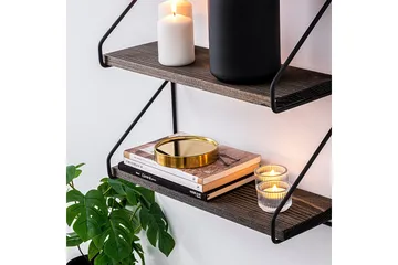 Rinorea Vägghylla 60x15 cm 3 Hyllor - Svart/Mörkbrun - Products - Förvaring - Småförvaring - Väggförvaring