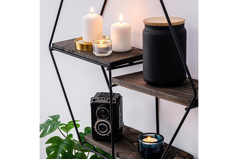 Serotinus Vägghylla 60x15 cm 3 Hyllor - Svart/Mörkbrun - Products - Förvaring - Småförvaring - Väggförvaring