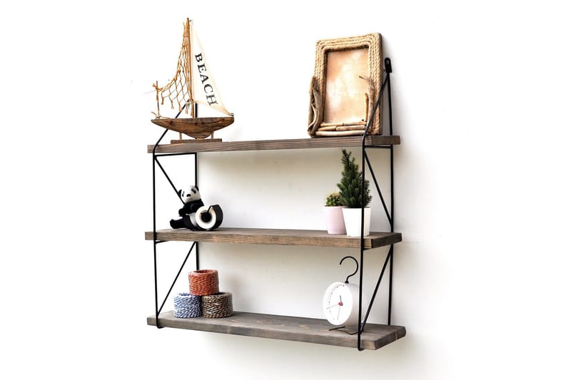 Vägghylla 15x60 cm - Valnöt/Svart - Products - Förvaring - Småförvaring - Väggförvaring