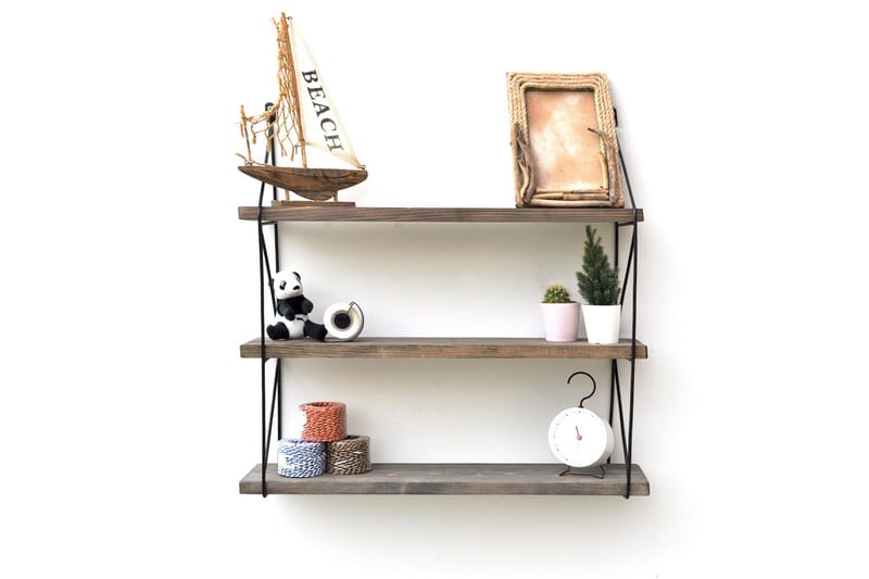 Vägghylla 15x60 cm - Valnöt/Svart - Products - Förvaring - Småförvaring - Väggförvaring