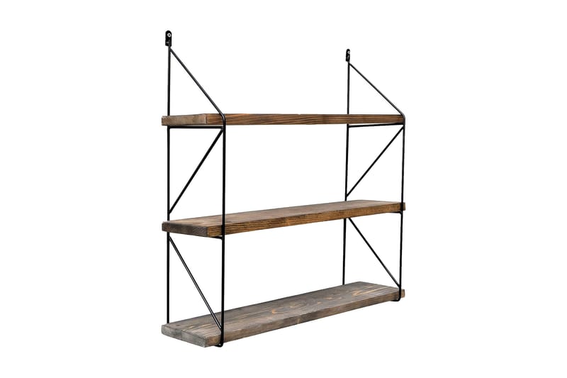 Vägghylla 15x60 cm, Valnöt/Svart